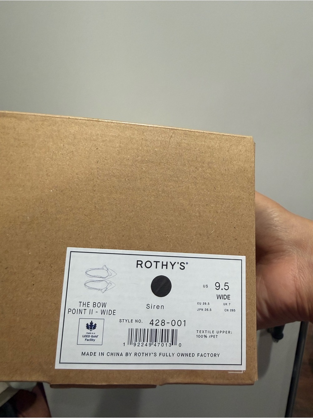 Rothy's The Bow Point II - Wide in Siren (Black) size 9.5W New in box!